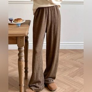 DAZY Elastic Waist Wide Leg Pants.Coffee brown/M(3)